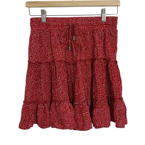 Princess Polly Dresses & Skirts - Princess Polly Tired Micro Floral Mini Skirt Womens 6 Ditsy Print Red White